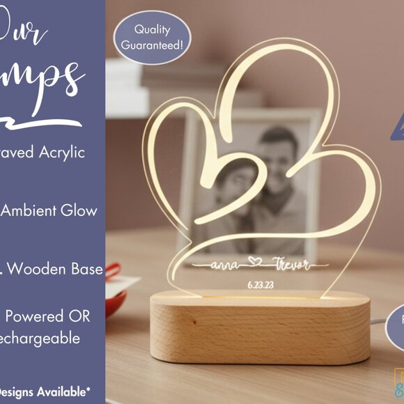 Personalized Couples Night Light – Custom LED Love Lamp - Picture 3 of 8